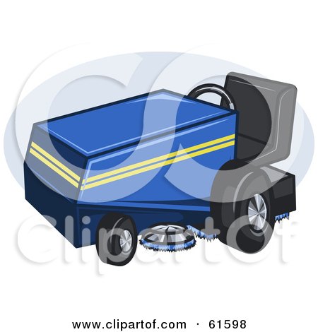 Royalty-free (RF) Clipart Illustration of a Blue Ice Resurfacer Machine by r formidable