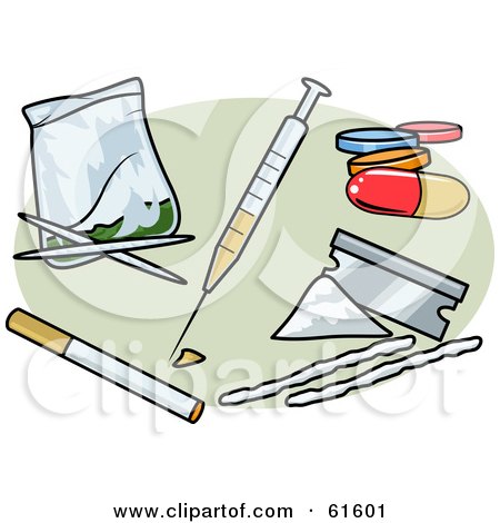 Royalty-free (RF) Clipart Illustration of a Digital Collage Of Various Needles And Drugs by r formidable