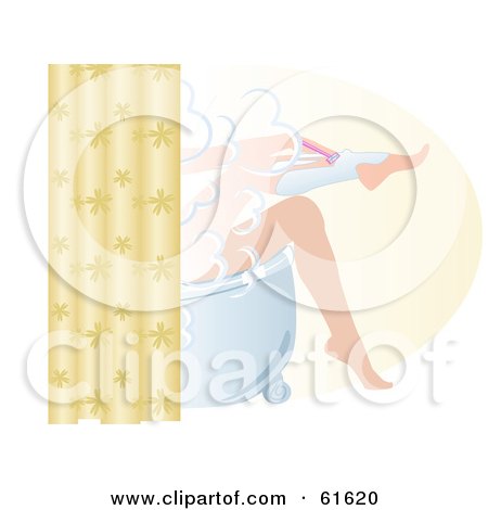 Royalty-free (RF) Clipart Illustration of a Woman Shaving Her Legs With A Razor And Cream by r formidable