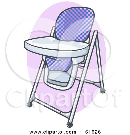 Royalty-free (RF) Clipart Illustration of a Checkered High Chair With A Clean Tray by r formidable
