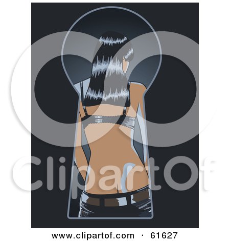 Royalty-free (RF) Clipart Illustration of a View Through A Key Hole On A Woman Taking Off Her Pants by r formidable