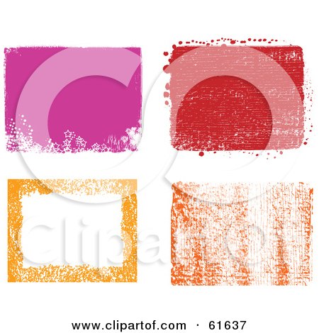 Royalty-free (RF) Clipart Illustration of a Digital Collage Of For Pink, Red, Yellow And Orange Grunge Backgrounds by Monica