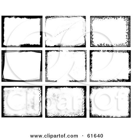 Royalty-free (RF) Clipart Illustration of a Digital Collage Of Black And White Grungy Frames Or Tiles - Version 2 by Monica