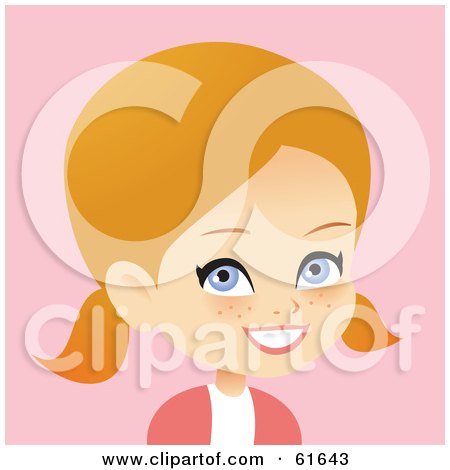 Royalty-free (RF) Clipart Illustration of a Little Blond Girl Wearing Her Hair In Pig Tails by Monica