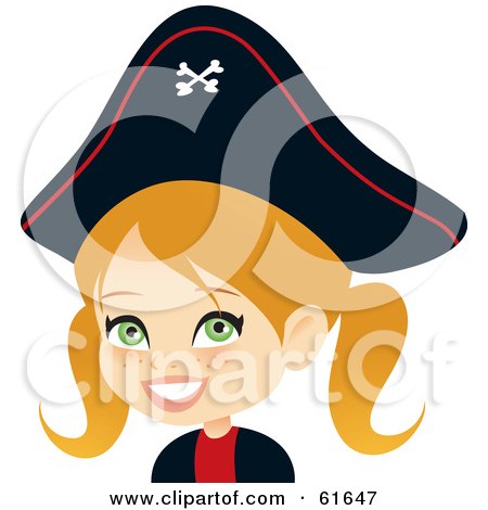 Royalty-free (RF) Clipart Illustration of a Cute Blond Girl Dressed As A Pirate For Halloween by Monica