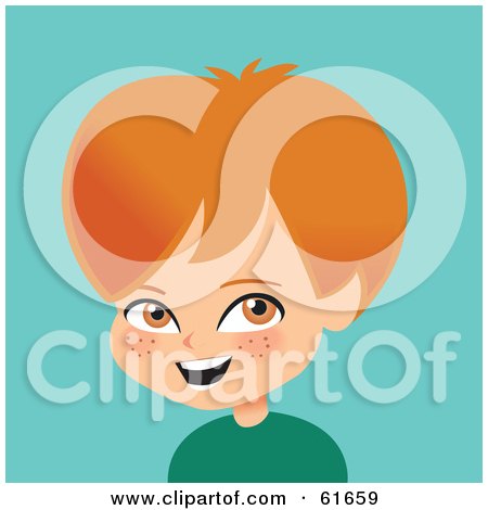 Royalty-free (RF) Clipart Illustration of a Little Red Haired Caucasian Boy by Monica
