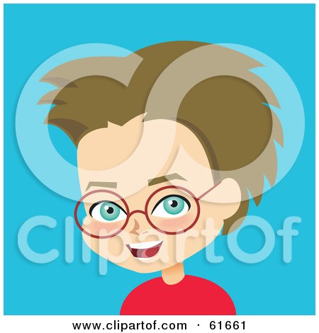Royalty-free (RF) Clipart Illustration of a Little Caucasian Boy Wearing Red Eyeglasses by Monica