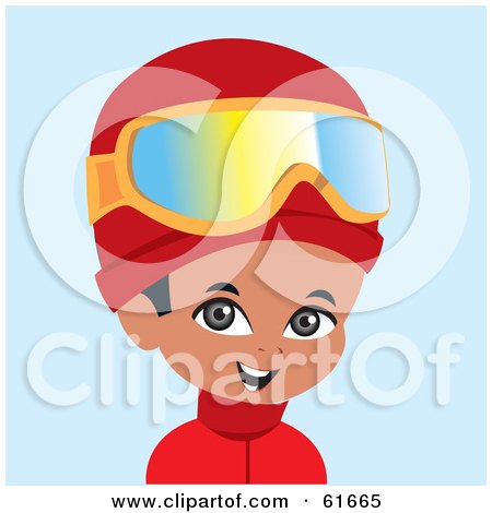 Royalty-free (RF) Clipart Illustration of a Little African American Boy Wearing Ski Gear by Monica