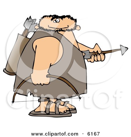 Caveman With a Bow and Arrows Clipart Picture by djart