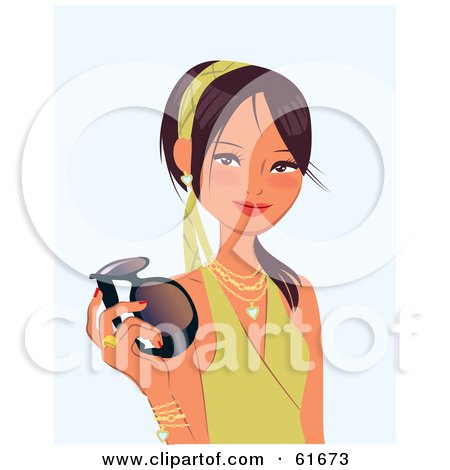 Royalty-free (RF) Clipart Illustration of a Young Asian Beauty Smiling And Holding Sunglasses by Monica