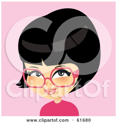 Royalty-free (RF) Clipart Illustration of a Little Japanese Girl Wearing Pink Glasses by Monica