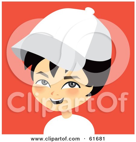 Royalty-free (RF) Clipart Illustration of a Little Japanese Boy Wearing a White Baseball Cap by Monica