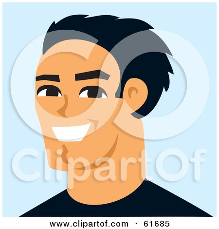 Royalty-free (RF) Clipart Illustration of a Friendly Young Asian Guy Smiling by Monica