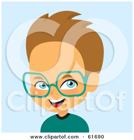 Royalty-free (RF) Clipart Illustration of a Little Caucasian Boy Wearing Green Glasses by Monica