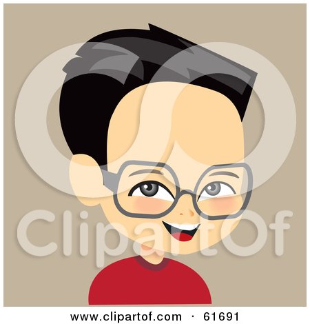Royalty-free (RF) Clipart Illustration of a Little Asian Boy Wearing Glasses by Monica