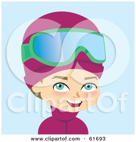 Royalty-free (RF) Clipart Illustration of a Little Caucasian Boy Wearing Skiing Goggles And Pink Winter Gear by Monica