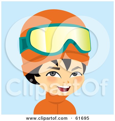 Royalty-free (RF) Clipart Illustration of a Little Japanese Boy Wearing Ski Gear by Monica