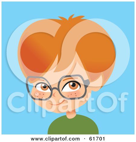 Royalty-free (RF) Clipart Illustration of a Little Red Haired Caucasian Boy Wearing Glasses by Monica