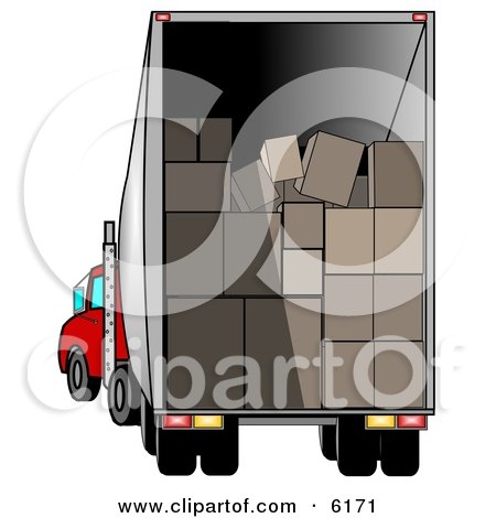Open Delivery Truck Stacked With Boxes For Delivery Clipart Picture by djart