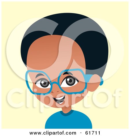 Royalty-free (RF) Clipart Illustration of a Little African American Boy Wearing Glasses by Monica