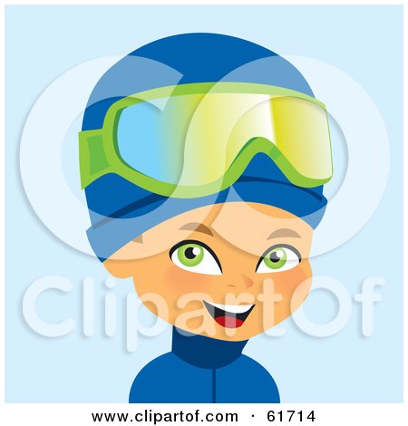 Royalty-free (RF) Clipart Illustration of a Little Caucasian Boy Little Caucasian Boy Wearing Ski Goggles And Winter Clothes by Monica