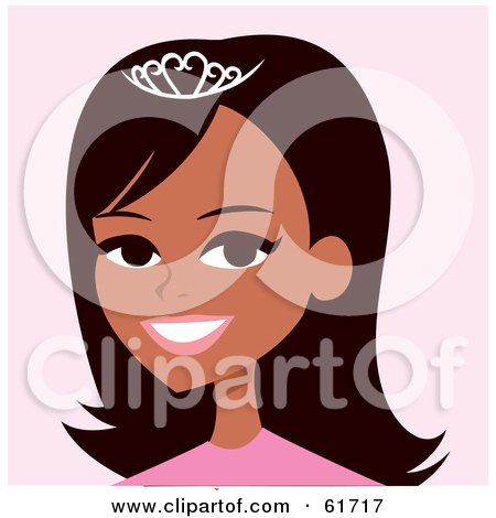 Royalty-free (RF) Clipart Illustration of a Pretty Hispanic Woman Wearing a Tiara And Smiling by Monica