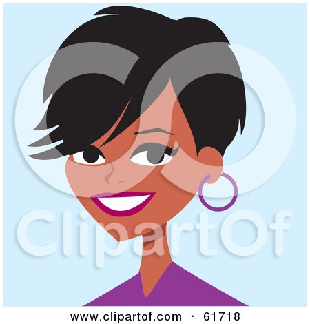 Royalty-free (RF) Clipart Illustration of a Friendly African American Woman In A Purple Shirt by Monica