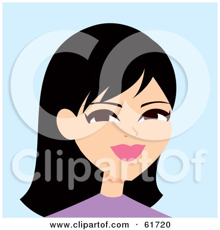Royalty-free (RF) Clipart Illustration of a Friendly Asian Woman In A Purple Shirt by Monica