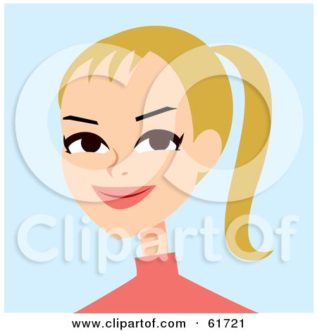 Royalty-free (RF) Clipart Illustration of a Friendly Blond Woman Wearing Her Hair In A Pony Tail by Monica