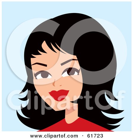 Royalty-free (RF) Clipart Illustration of a Friendly Asian Woman In A Red Shirt by Monica