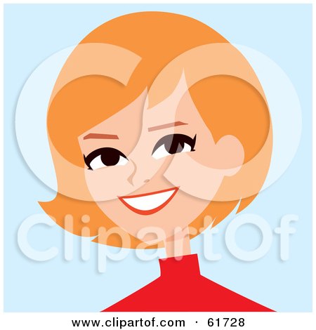 Royalty-free (RF) Clipart Illustration of a Friendly Strawberry Blond Caucasian Woman In A Red Shirt by Monica
