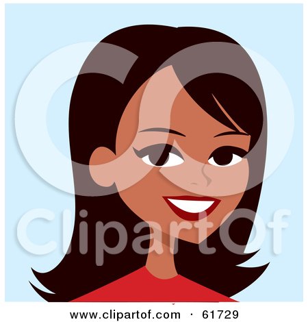 Royalty-free (RF) Clipart Illustration of a Pretty Hispanic Woman Smiling by Monica