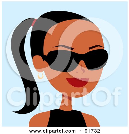 Royalty-free (RF) Clipart Illustration of a Friendly African American Woman Wearing Sunglasses by Monica