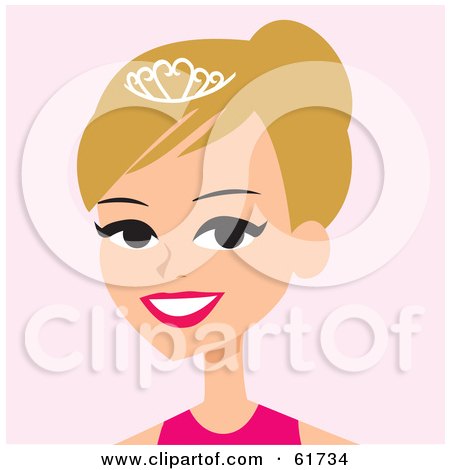 Royalty-free (RF) Clipart Illustration of a Pretty Blond Beauty Pageant Winner Wearing A Tiara by Monica