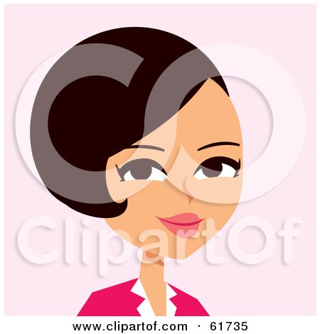 Royalty-free (RF) Clipart Illustration of a Pretty Brunette Woman Wearing A Pink Blazer by Monica