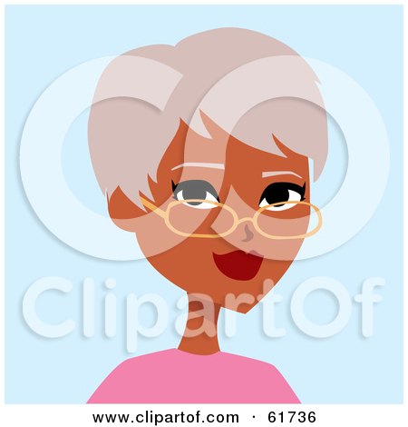 Royalty-free (RF) Clipart Illustration of a Friendly African American Grandmother Wearing Glasses by Monica