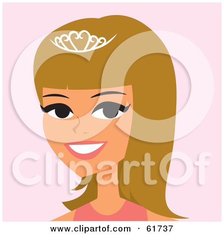 Royalty-free (RF) Clipart Illustration of a Pretty Blond Princess Wearing A Tiara by Monica