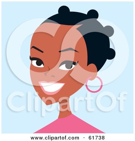Royalty-free (RF) Clipart Illustration of a Friendly African American Woman In A Pink Shirt by Monica