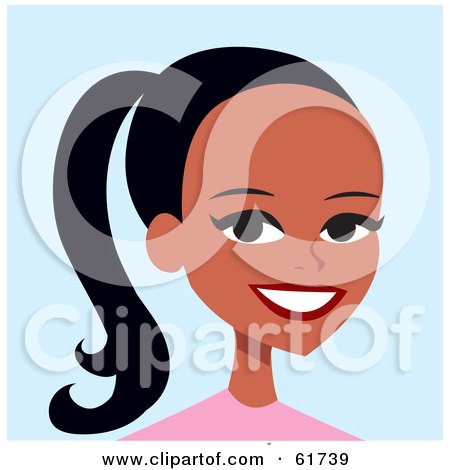 Royalty-free (RF) Clipart Illustration of a Friendly African American Woman Wearing Her Hair In A Pony Tail by Monica