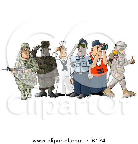 People Enlisted in the Different Branches of the United States Military Clipart Picture by djart