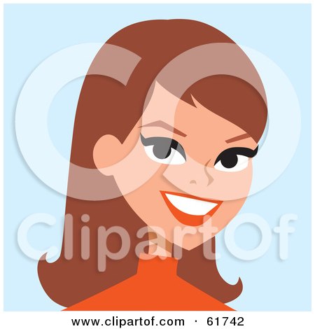 Royalty-free (RF) Clipart Illustration of a Dirty Blond Caucasian Woman Wearing An Orange Shirt by Monica