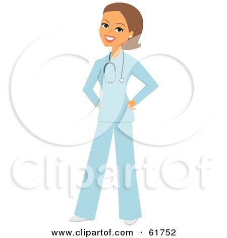 Royalty-free (RF) Clipart Illustration of a Friendly Brunette Caucasian Female Doctor Or Veterinarian by Monica