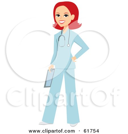 Royalty-free (RF) Clipart Illustration of a Friendly Red Haired Caucasian Female Doctor Or Veterinarian by Monica
