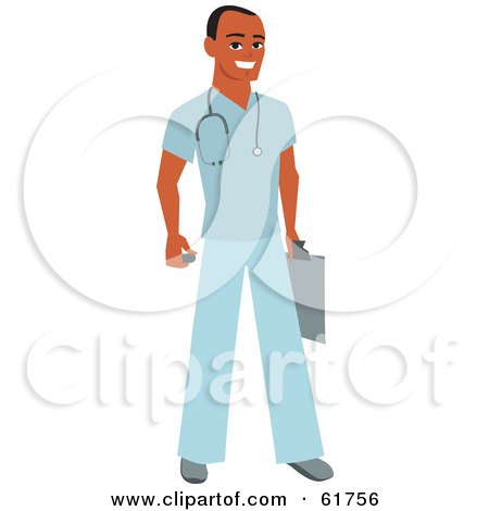 Royalty-free (RF) Clipart Illustration of a Friendly African American Male Doctor Or Veterinarian by Monica