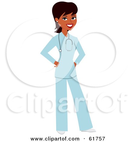 Royalty-free (RF) Clipart Illustration of a Friendly Black Female Doctor Or Veterinarian by Monica