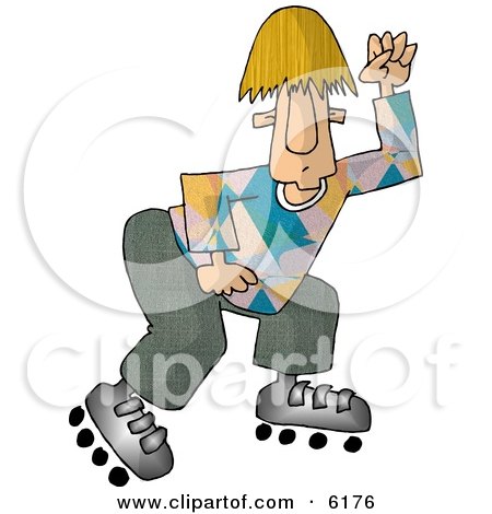 California Man Rollerblading Clipart Picture by djart