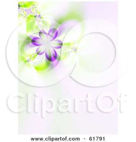 Royalty-free (RF) Clipart Illustration of a 3d Purple Spring Flower Fractal Background With Copyspace - Version 2 by ShazamImages