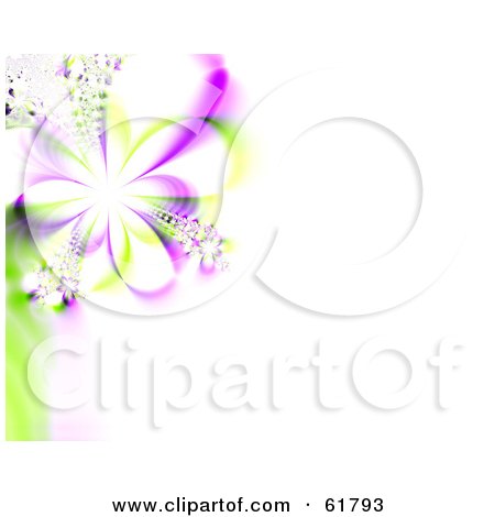 Royalty-free (RF) Clipart Illustration of a 3d Purple Spring Flower Fractal Background With Copyspace - Version 1 by ShazamImages