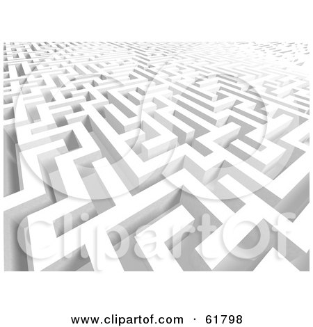 Royalty-free (RF) Clipart Illustration of a Confusing White 3d Maze Background - Version 1 by ShazamImages