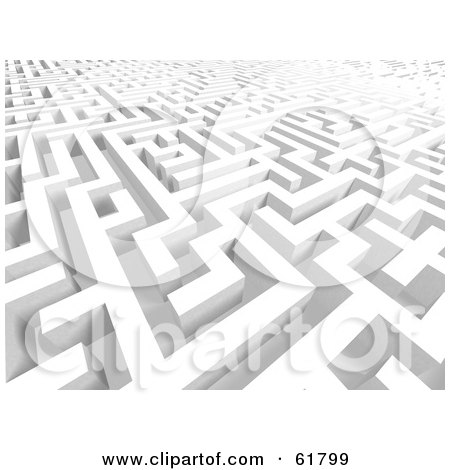 Royalty-free (RF) Clipart Illustration of a Confusing White 3d Maze Background - Version 2 by ShazamImages